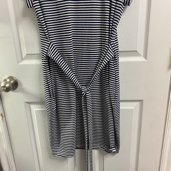 Merokeety Knee Length-short sleeve Black&White Stripe T-shirt‎ dress Sz.L - Picture 3 of 6
